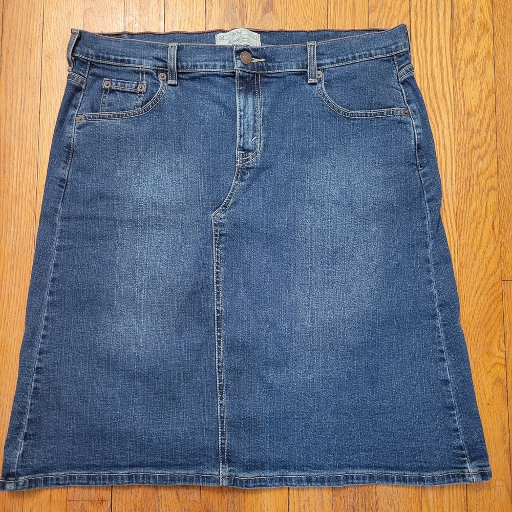 Levis‎ Stretch Denim A Line Skirt 16 Blue Jean Grunge Boho Western Yellowstone